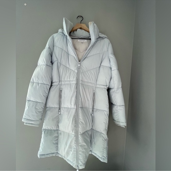 Calvin Klein Pastel Blue Long Length Puffer Coat Size M - Picture 1 of 14